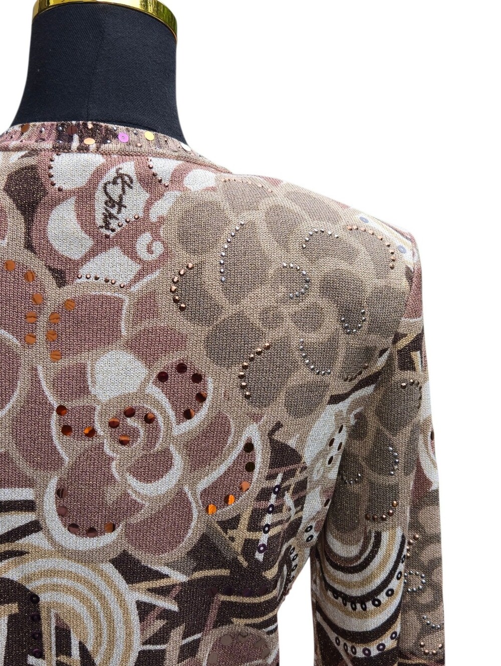 NWT St John Evening Sz 8 Metallic Knit Sequin Rhinestone Jacket Cardigan $995 - Picture 13 of 17